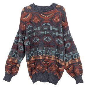 Cambio Italia Eclectic Grandpa Sweater Mens Size Large Blue Italian Wool Blend